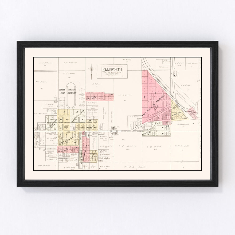 Ellsworth Vintage Map 1908