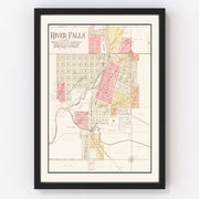 River Falls Vintage Map 1908