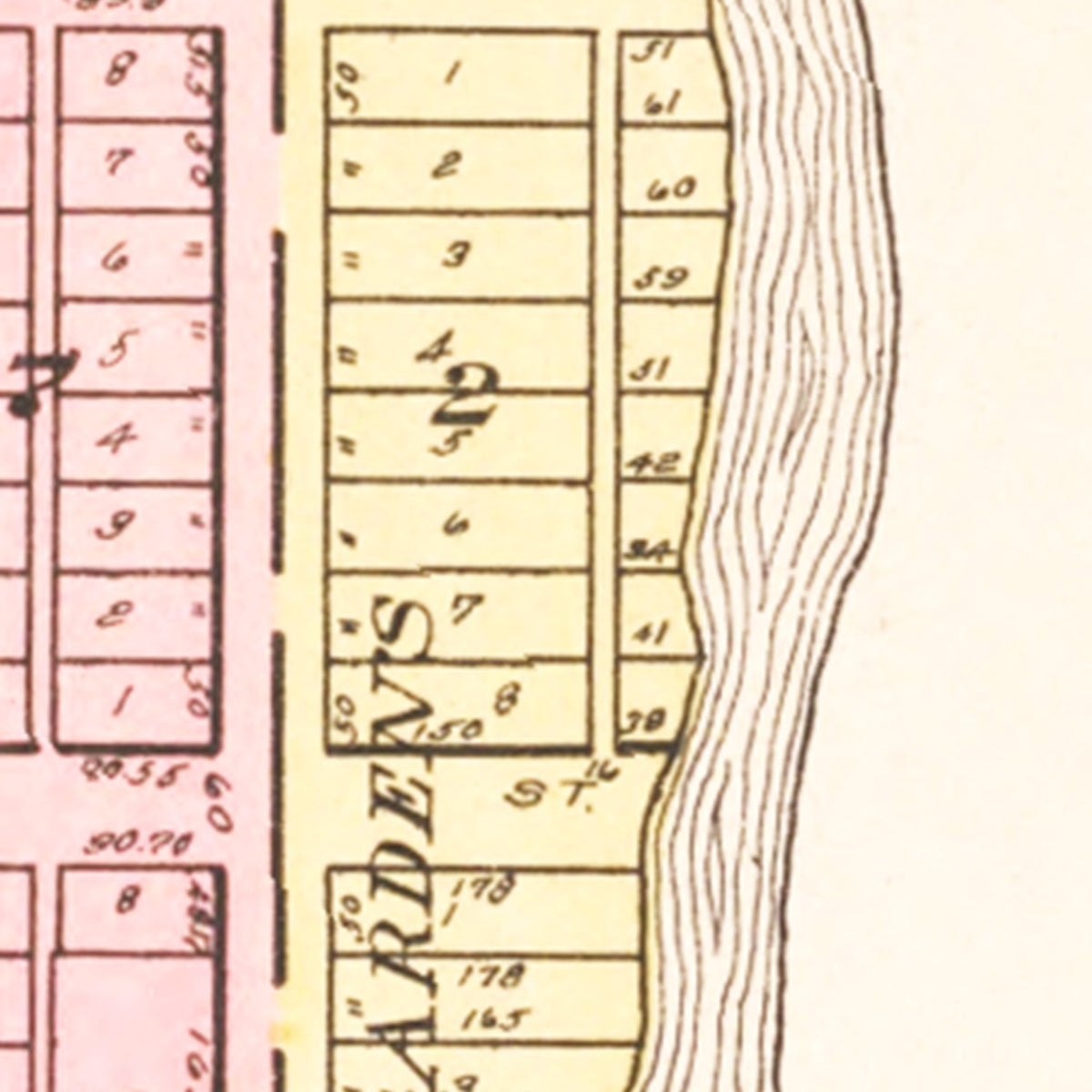 Restored historic details from the 1908 city map of Spring Valley, Wisconsin