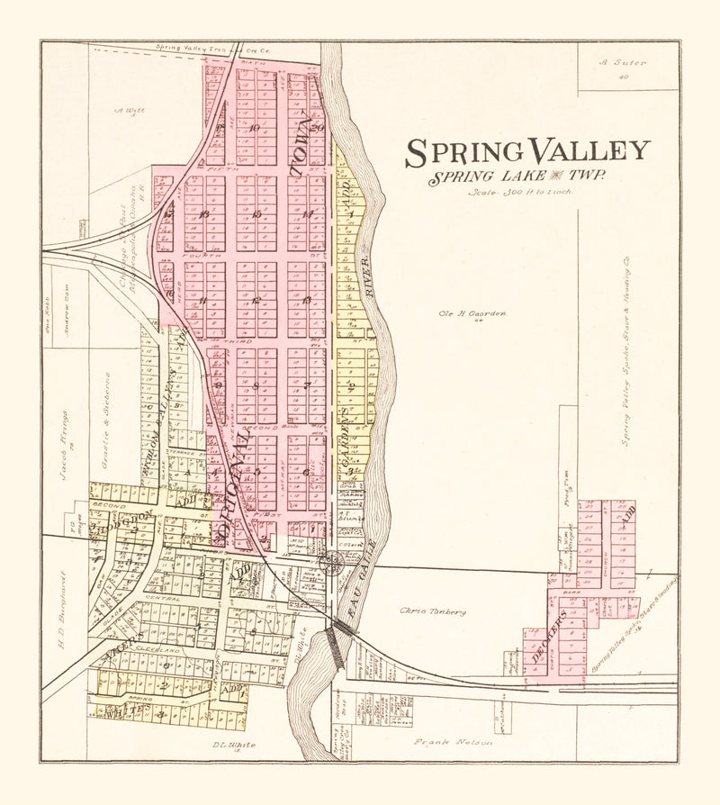 Size comparison using Vintage Map of Spring Valley, Wisconsin 1908