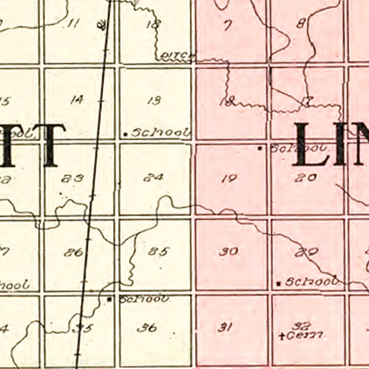 Restored historic details from the 1908 county map of Buena Vista County, Iowa