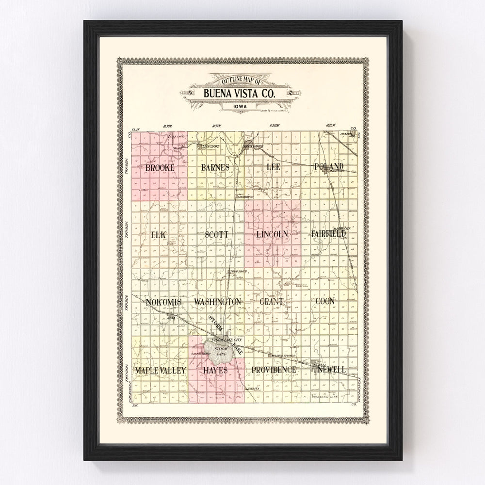 Buena Vista County Vintage Map 1908