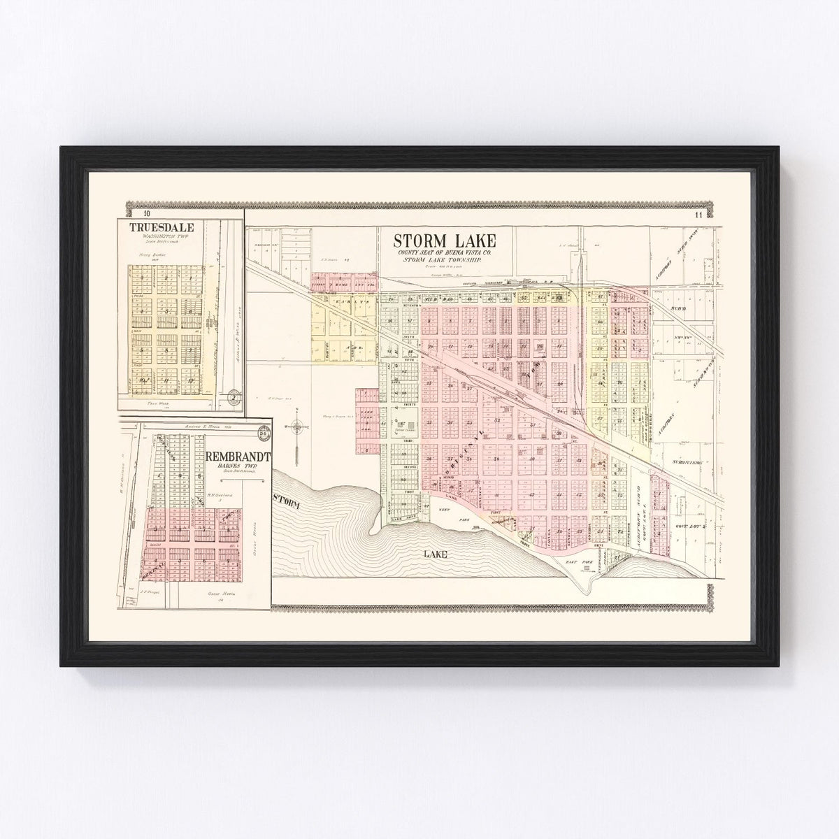 Storm Lake Vintage Map 1908