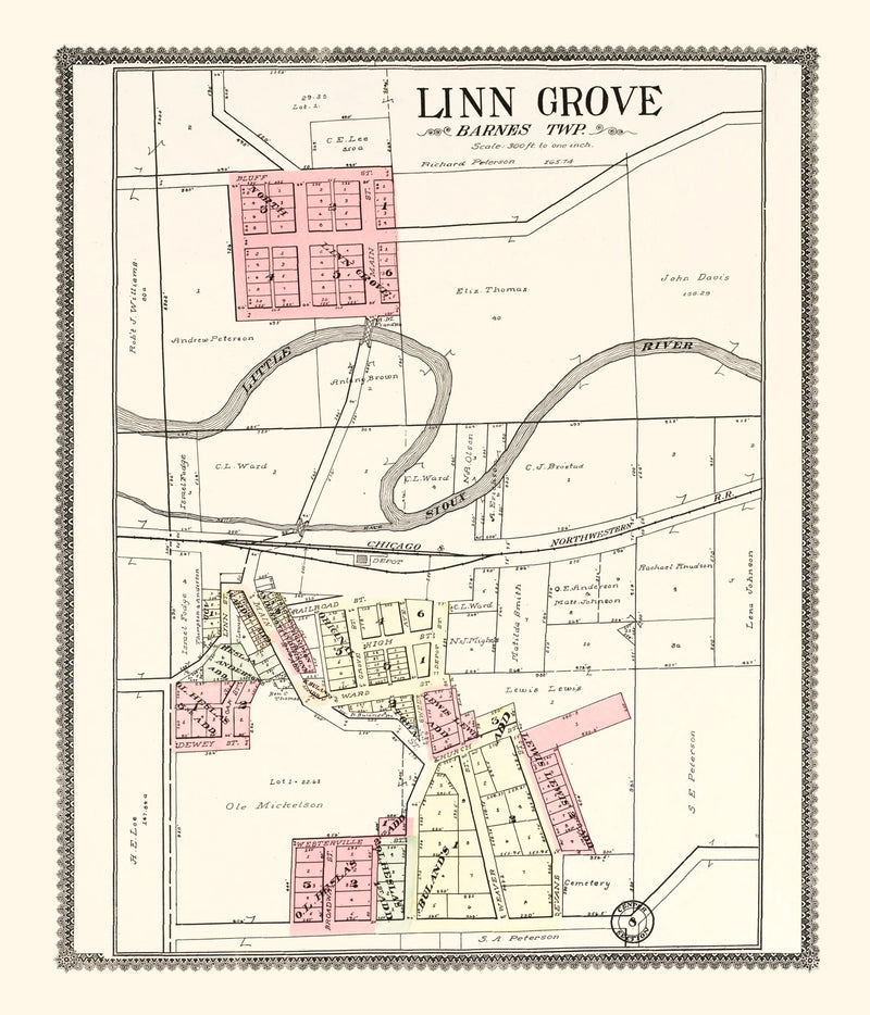 Size comparison using Vintage Map of Linn Grove, Iowa 1908