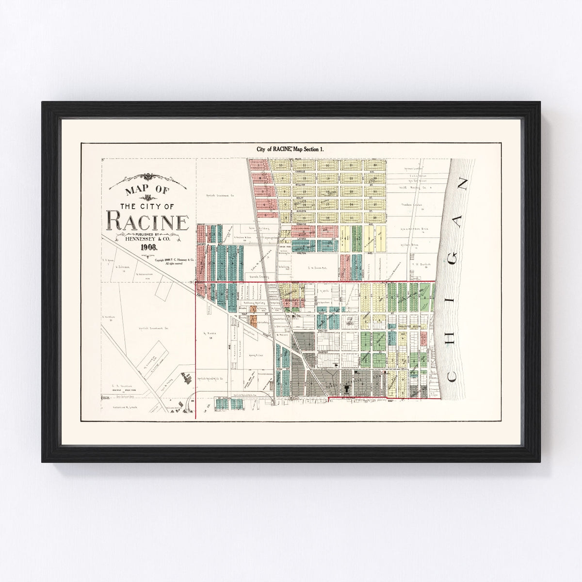 Racine Vintage Map 1908