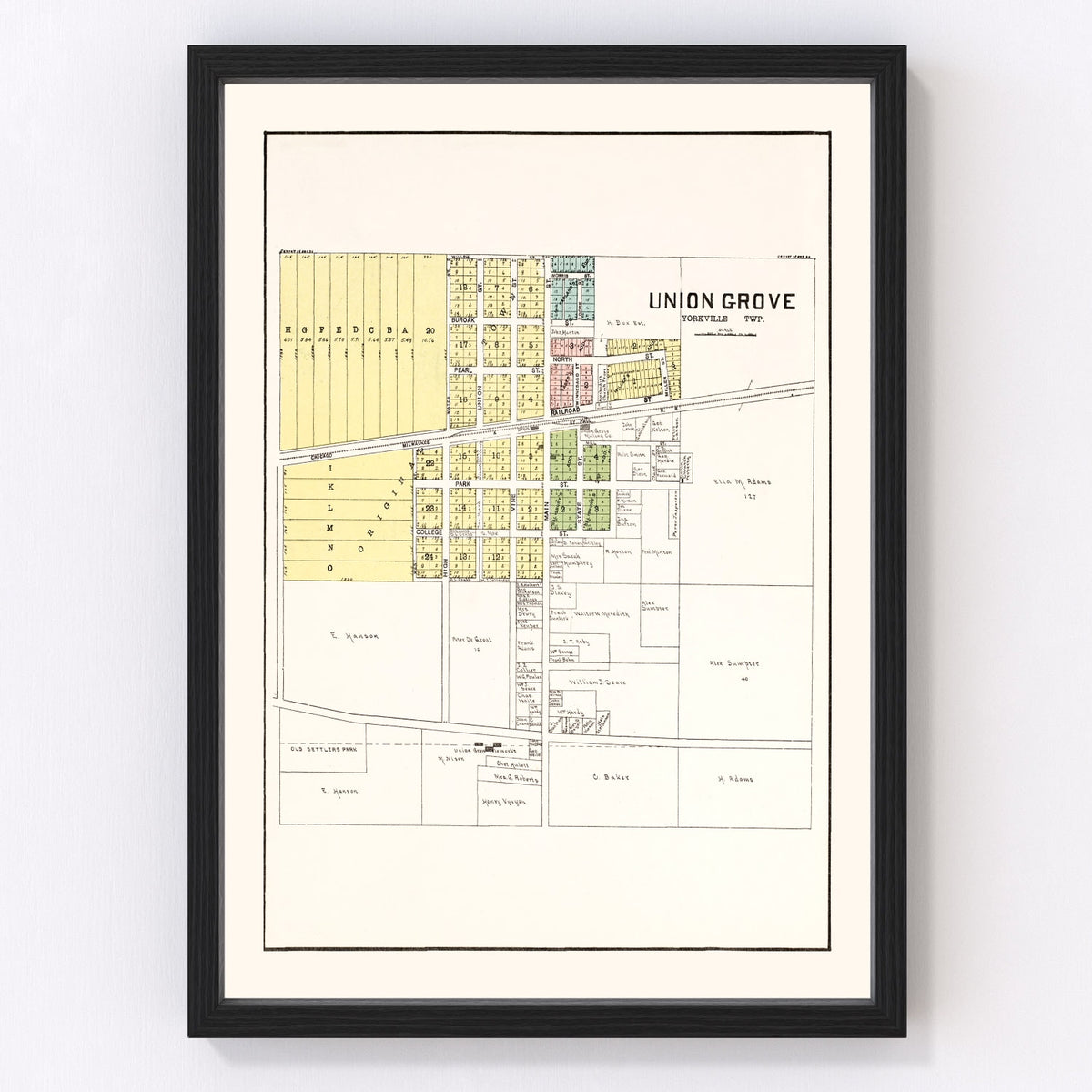 Union Grove Vintage Map 1908