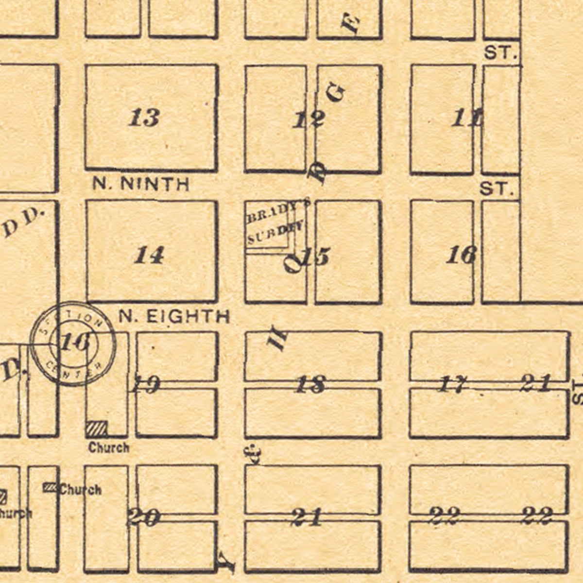 Restored historic details from the 1909 city map of Abilene, Kansas