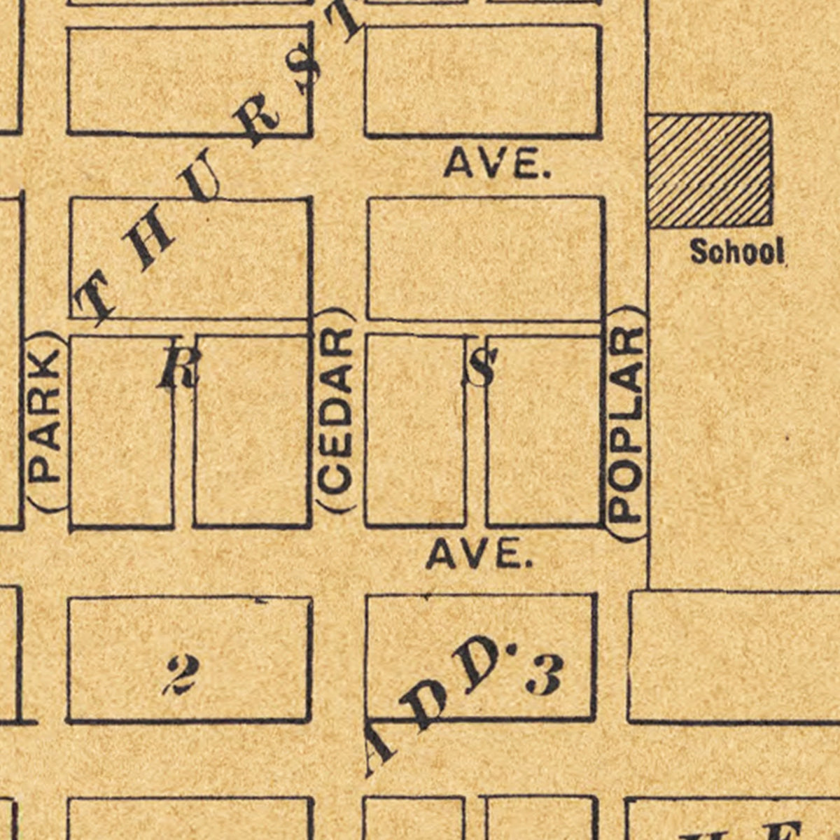 Restored historic details from the 1909 city map of Hope, Kansas