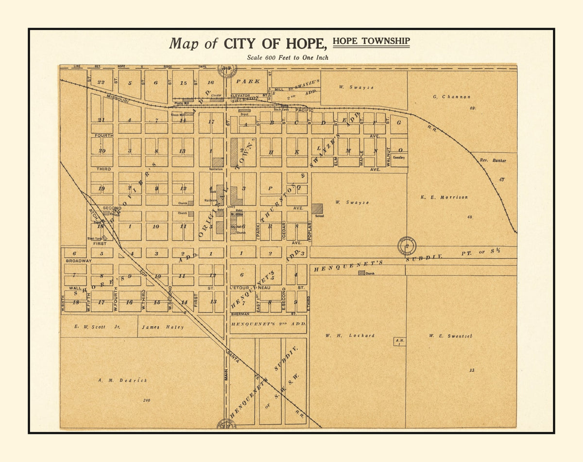 Preview of Vintage Map of Hope, Kansas 1909
