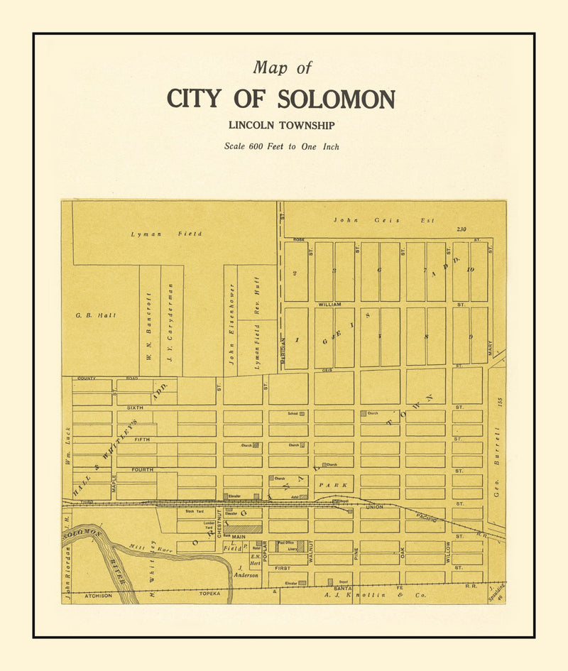 Size comparison using Vintage Map of Solomon, Kansas 1909