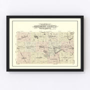 Kingsbury County Vintage Map 1909