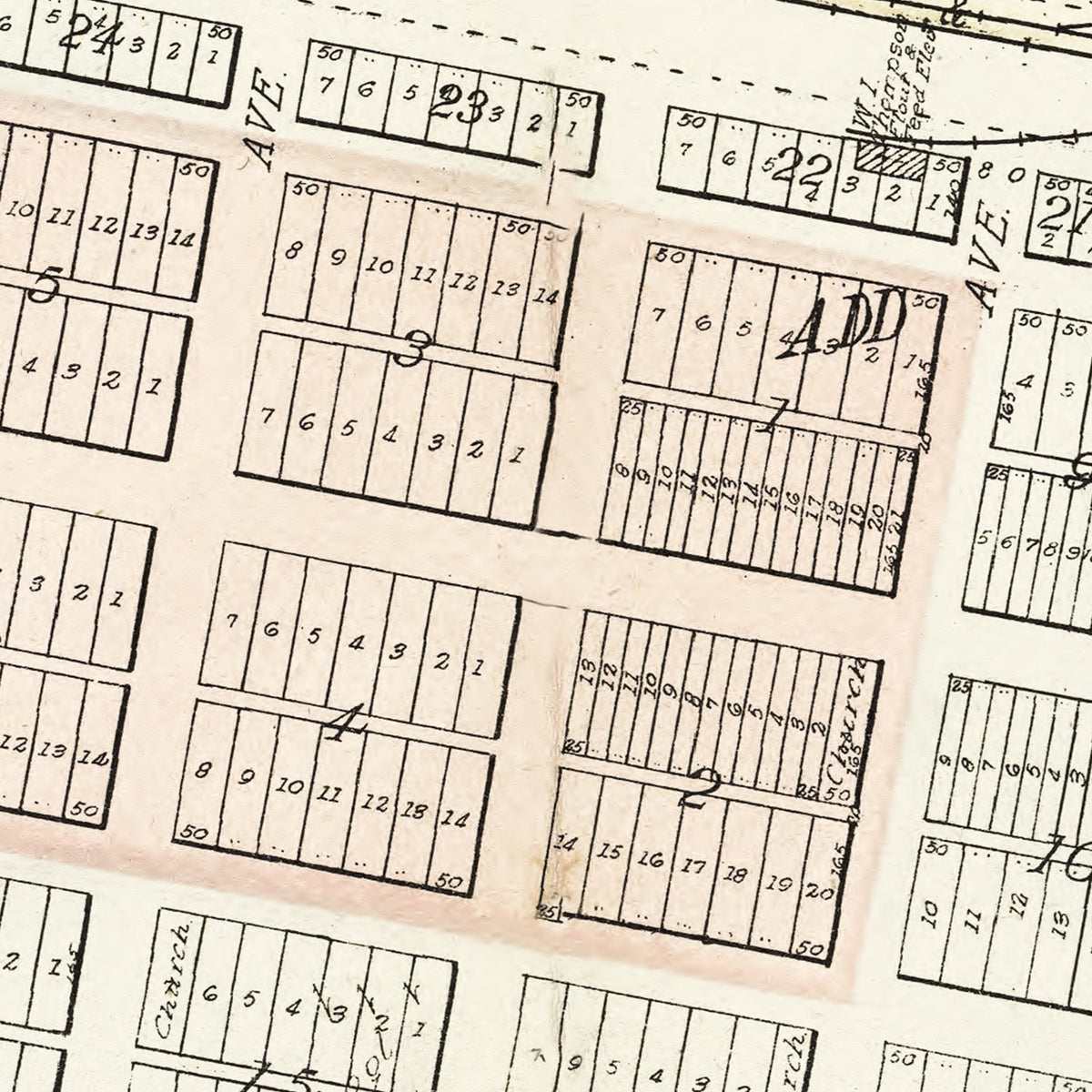 Restored historic details from the 1909 city map of De Smet, South Dakota