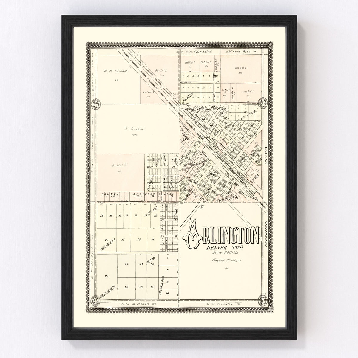 Arlington Vintage Map 1909