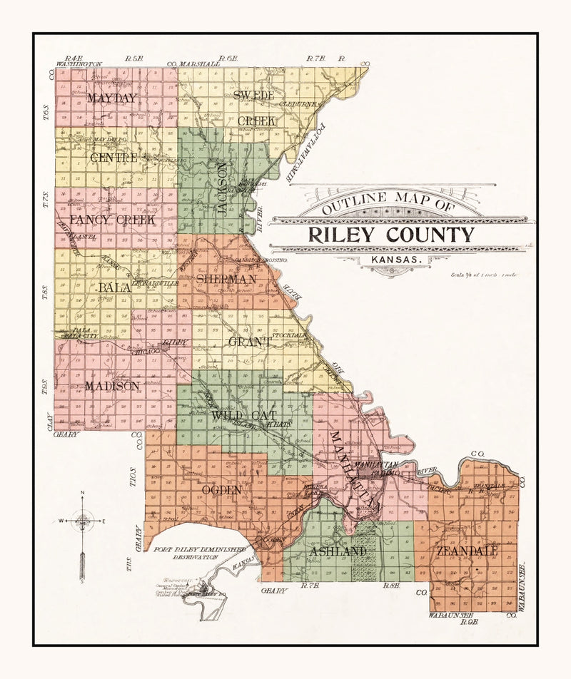 Size comparison using Vintage Map of Riley County, Kansas 1909