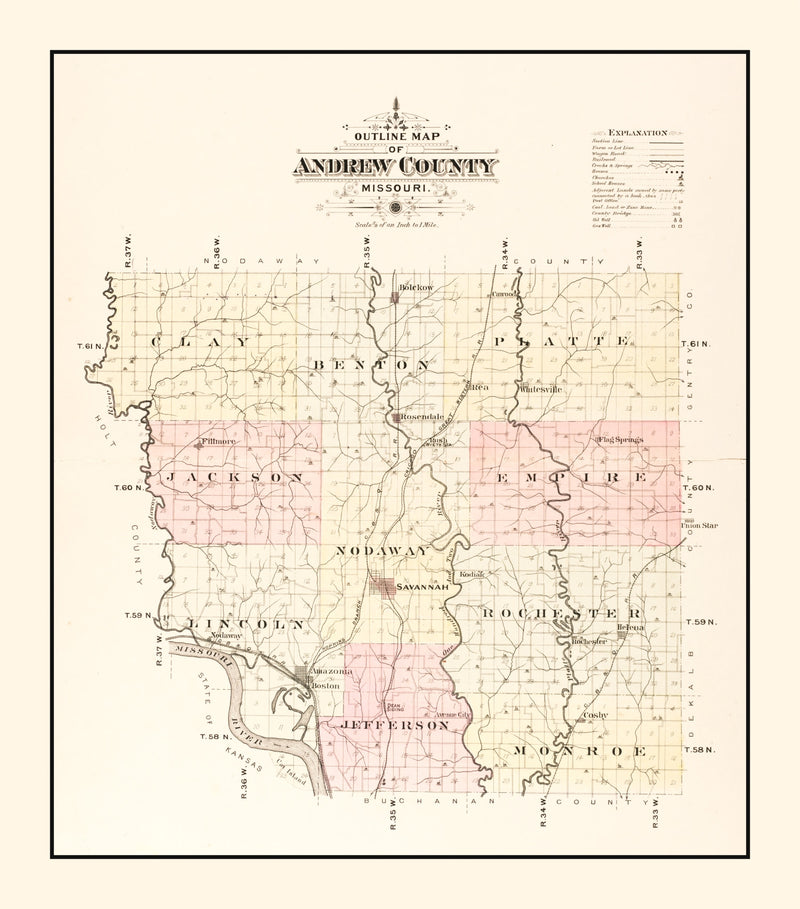 Size comparison using Vintage Map of Andrew County, Missouri 1909