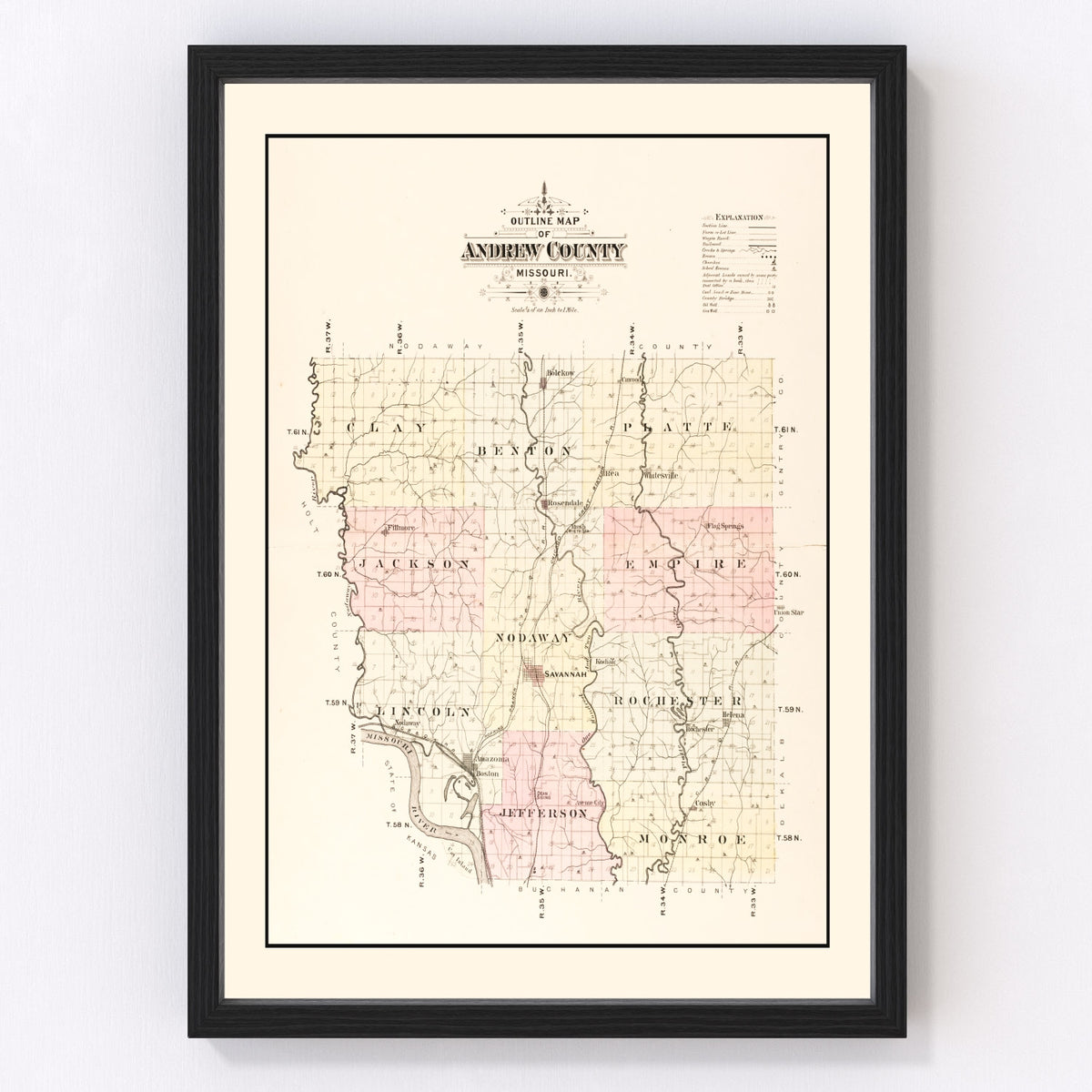 Andrew County Vintage Map 1909