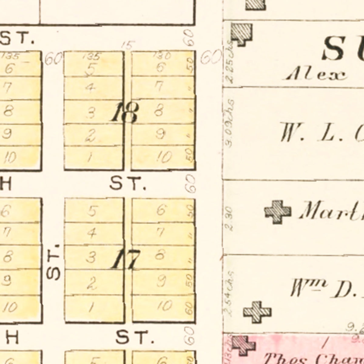 Restored historic details from the 1909 city map of Bolckow, Missouri