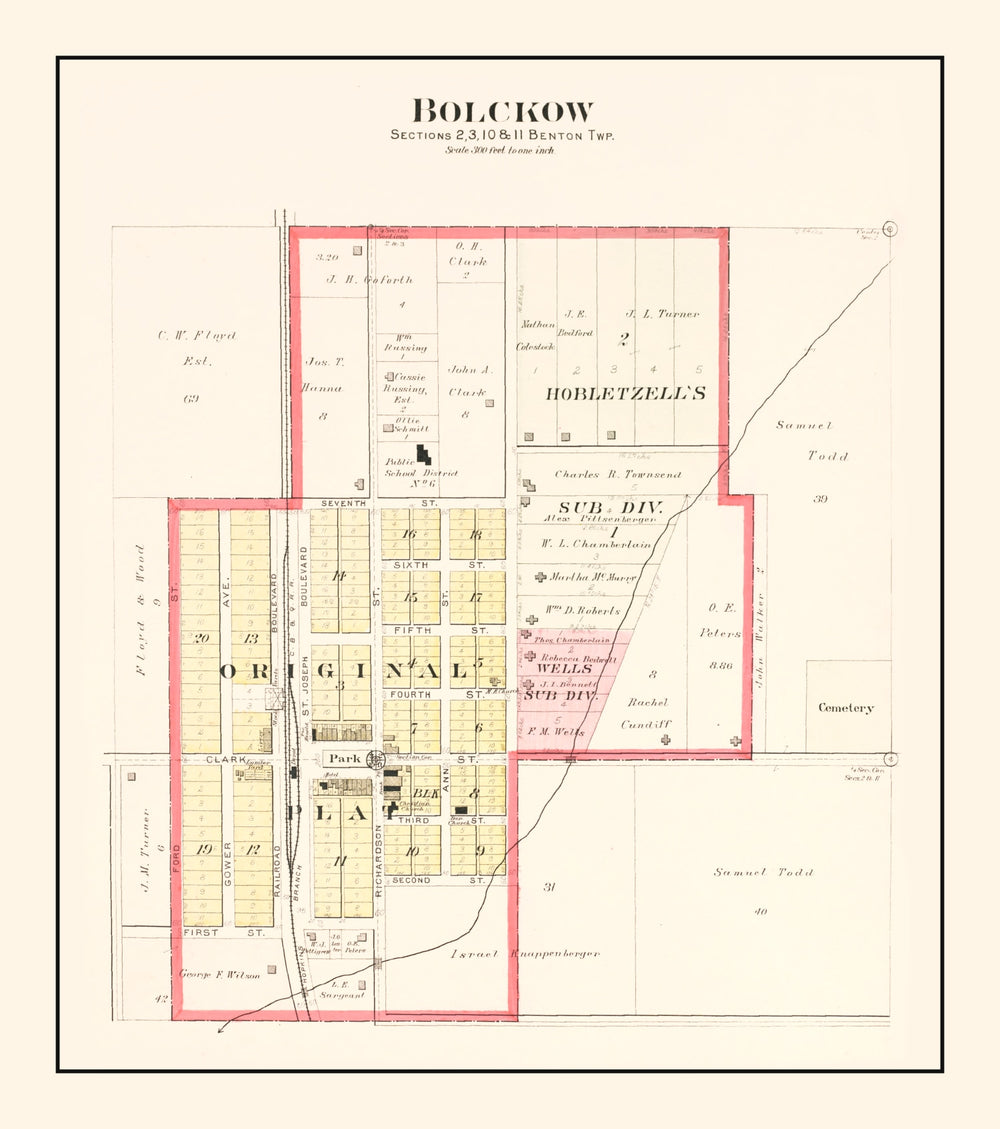 Vintage Map of Bolckow, Missouri 1909 print style example