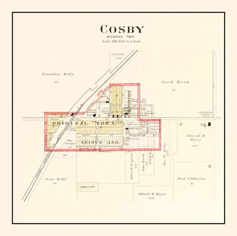 Size comparison using Vintage Map of Cosby, Missouri 1909