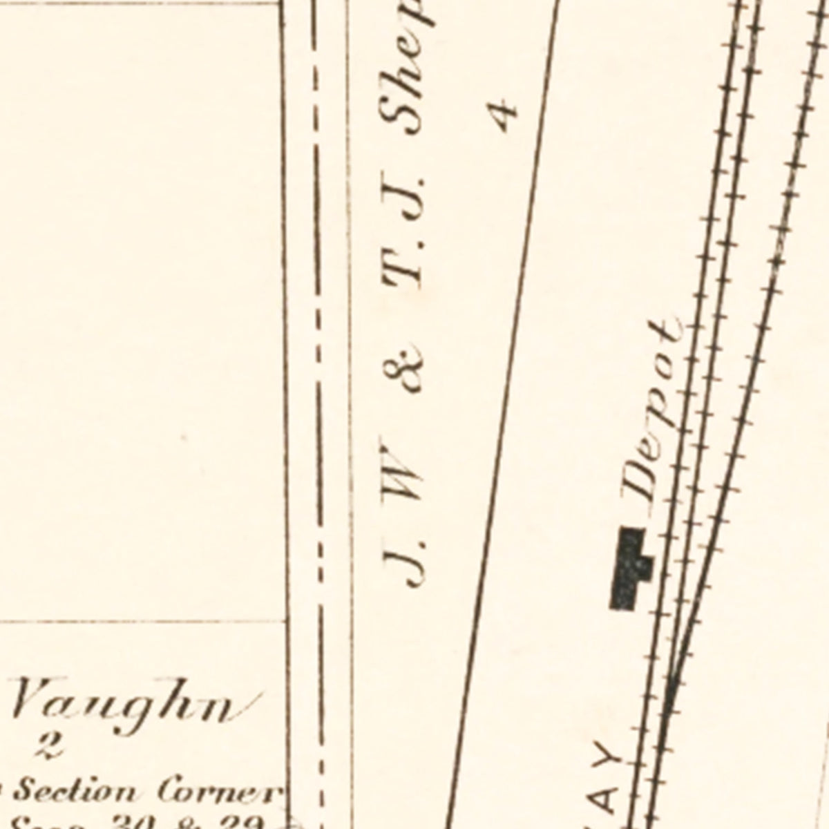 Restored historic details from the 1909 city map of Rea, Missouri