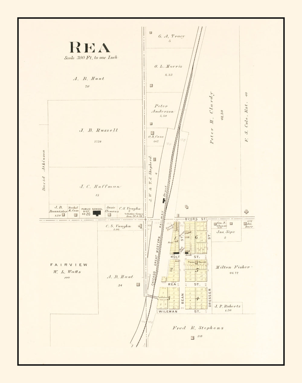 Vintage Map of Rea, Missouri 1909 print style example