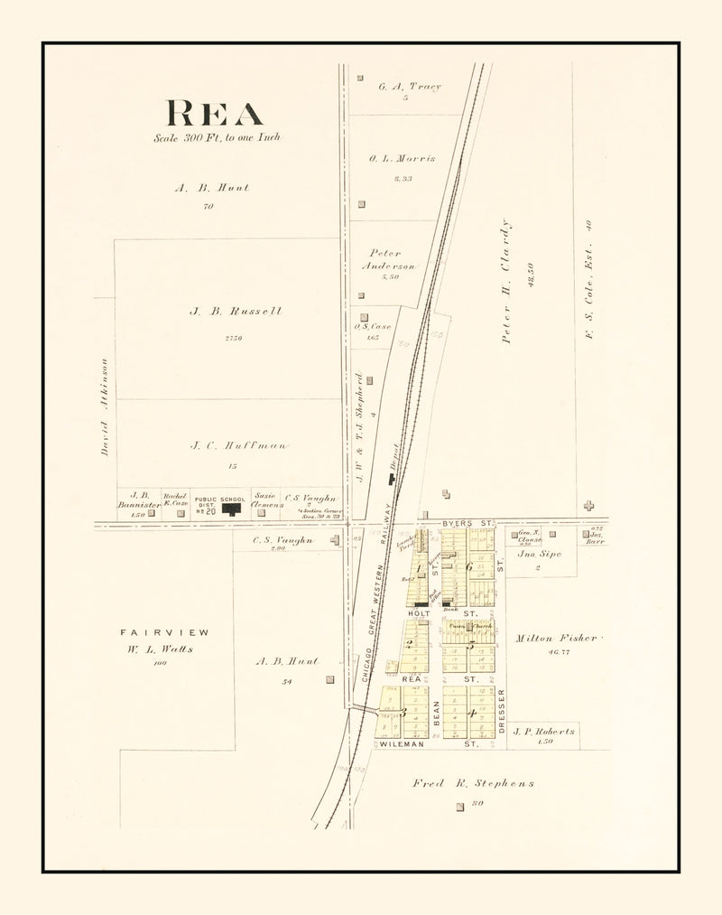 Size comparison using Vintage Map of Rea, Missouri 1909