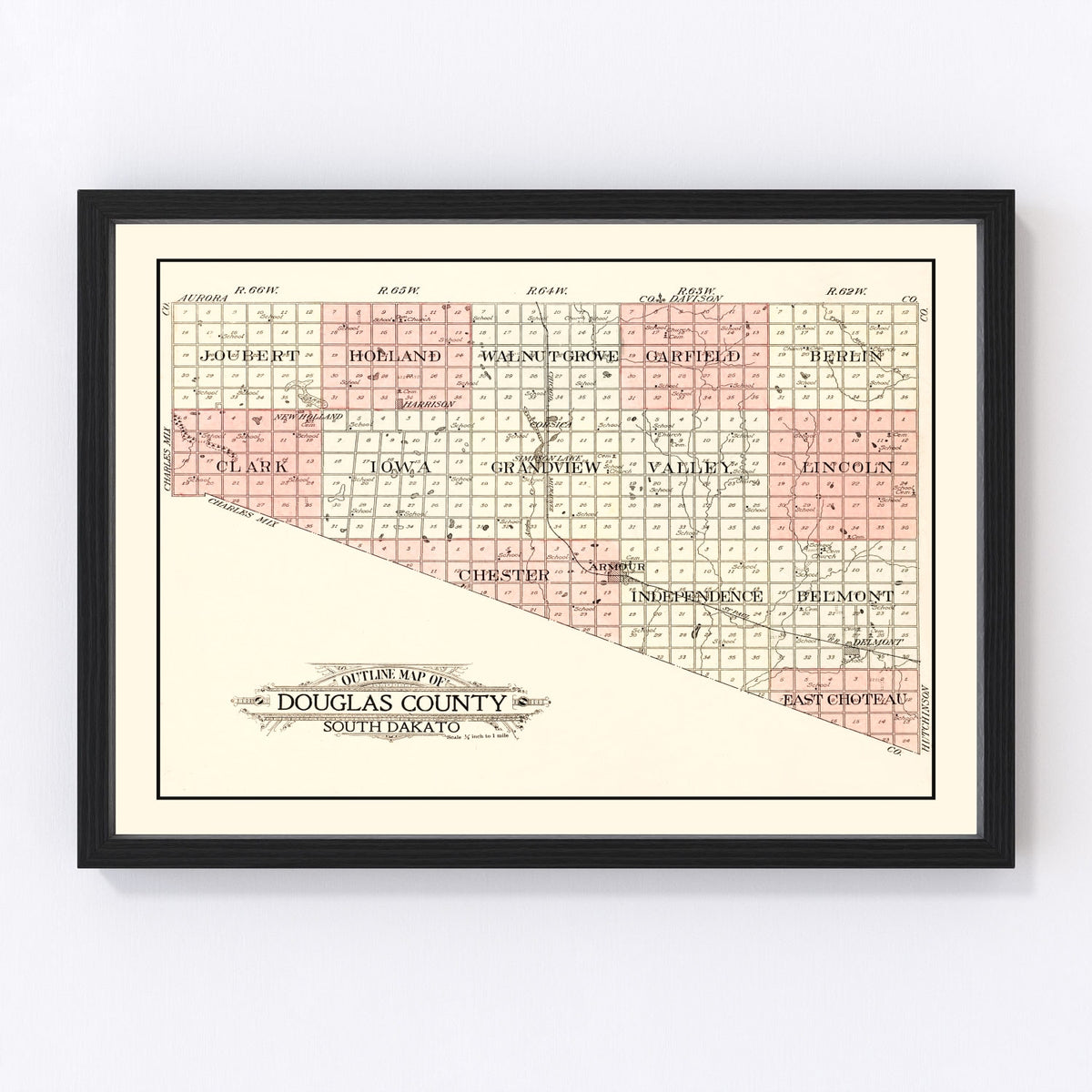 Douglas County Vintage Map 1909