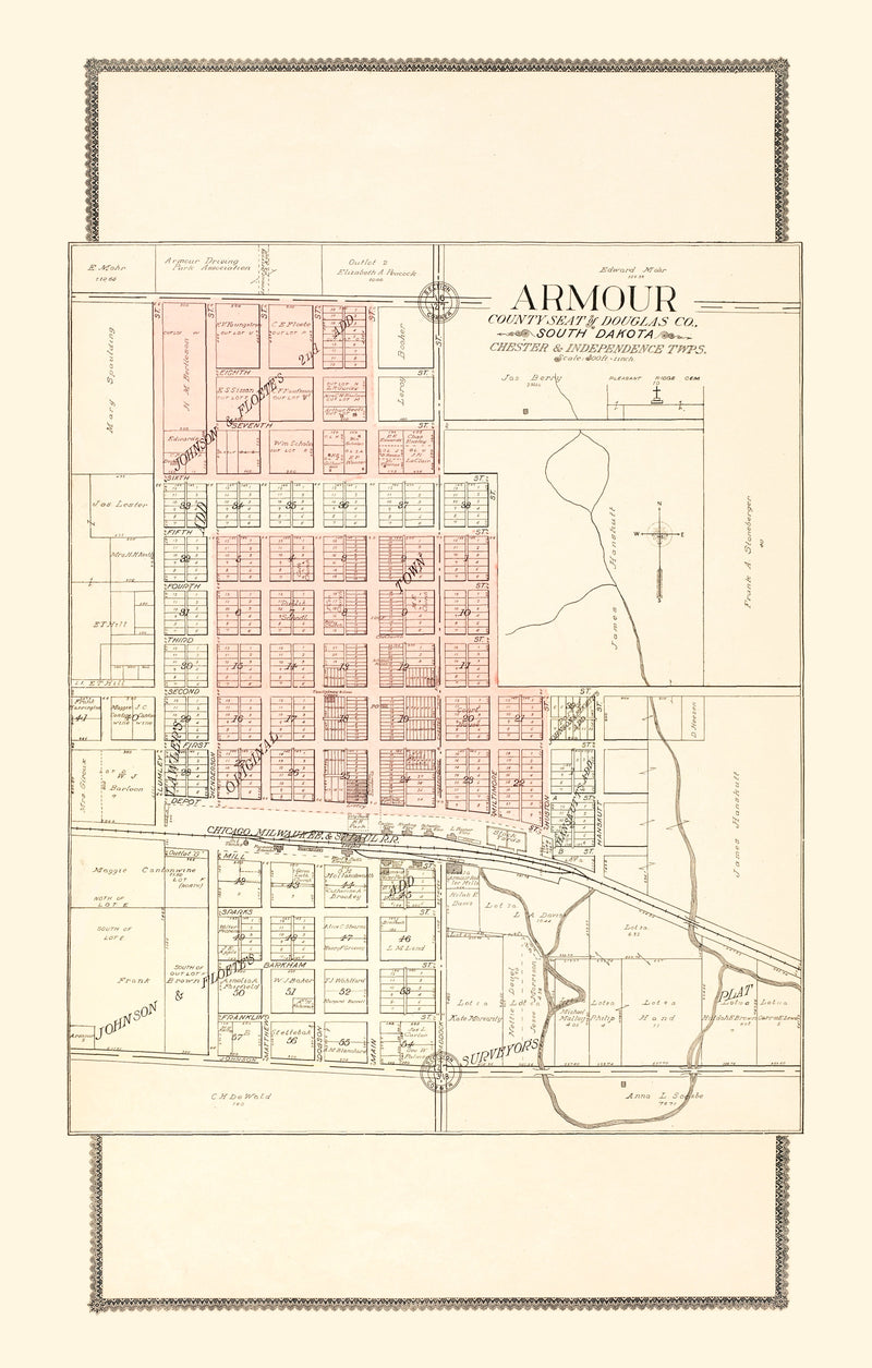 Size comparison using Vintage Map of Armour, South Dakota 1909