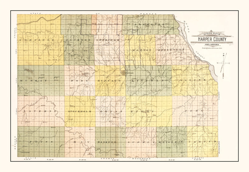 Size comparison using Vintage Map of Harper County, Oklahoma 1910