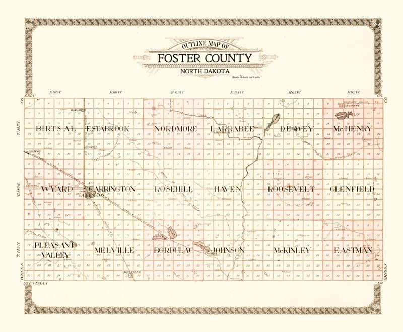 Size comparison using Vintage Map of Foster County, North Dakota 1910
