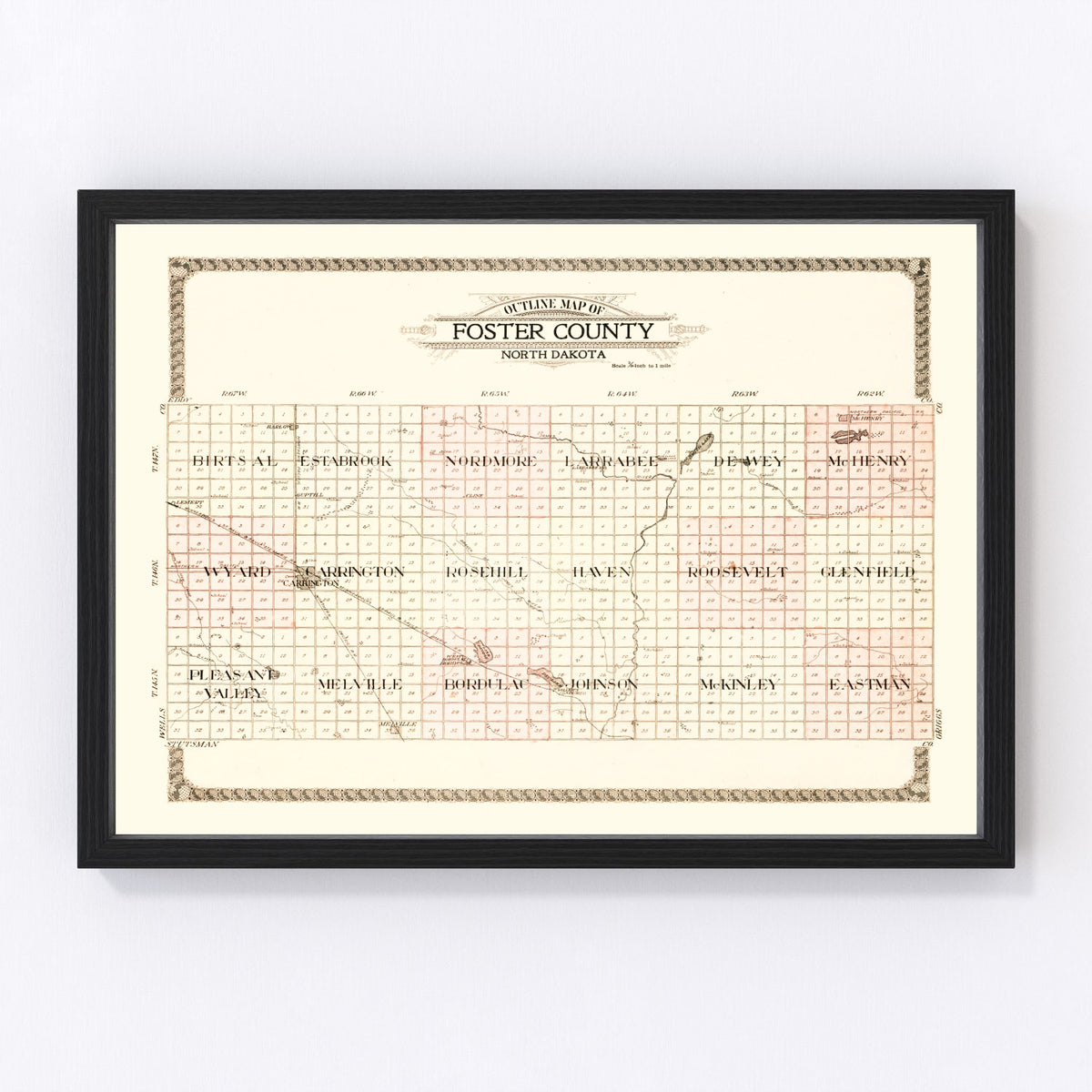 Foster County Vintage Map 1910