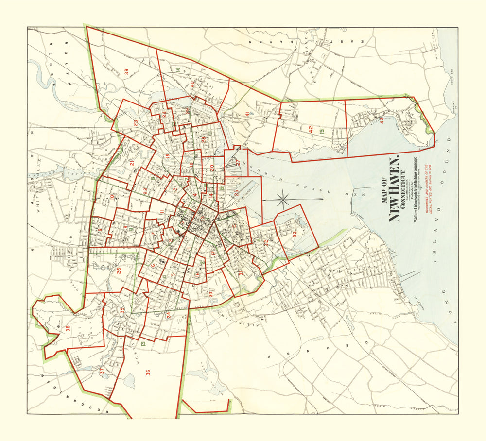 Vintage Map of New Haven, Connecticut 1911 print style example