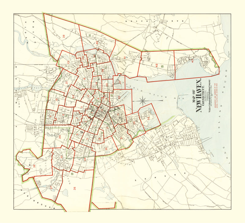 Size comparison using Vintage Map of New Haven, Connecticut 1911