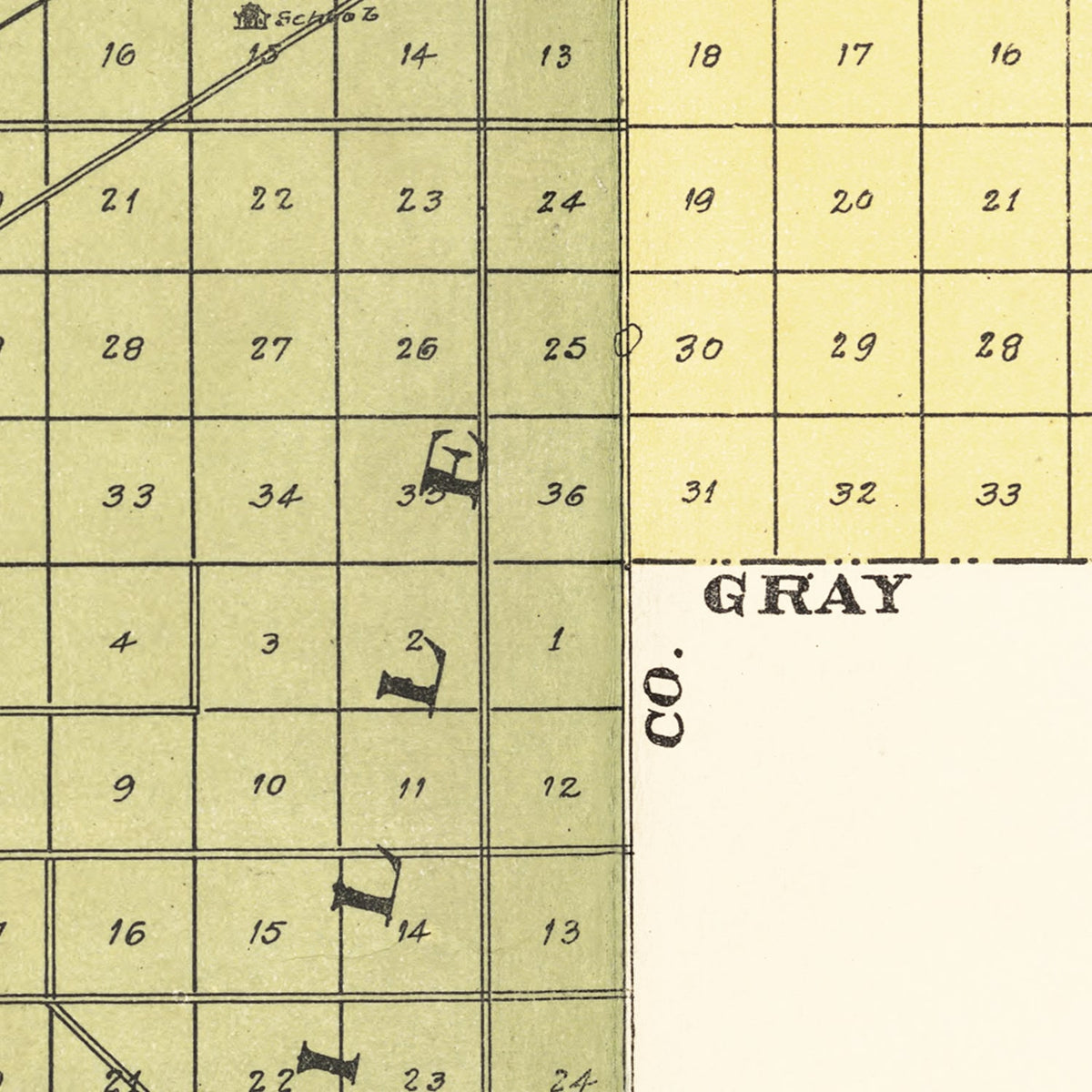 Restored historic details from the 1911 county map of Finney County, Kansas