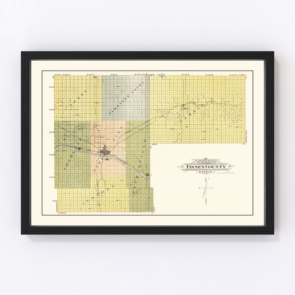 Finney County Vintage Map 1911