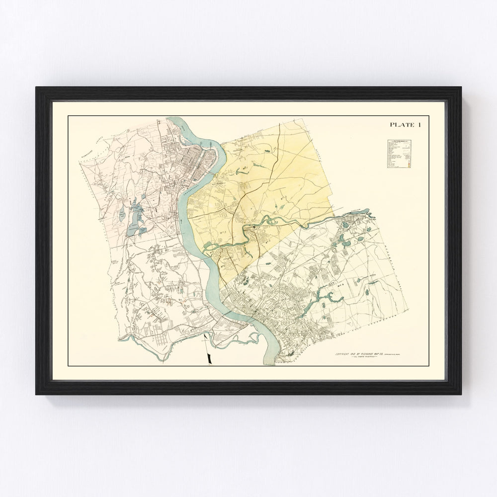 Hampden County Vintage Map 1912