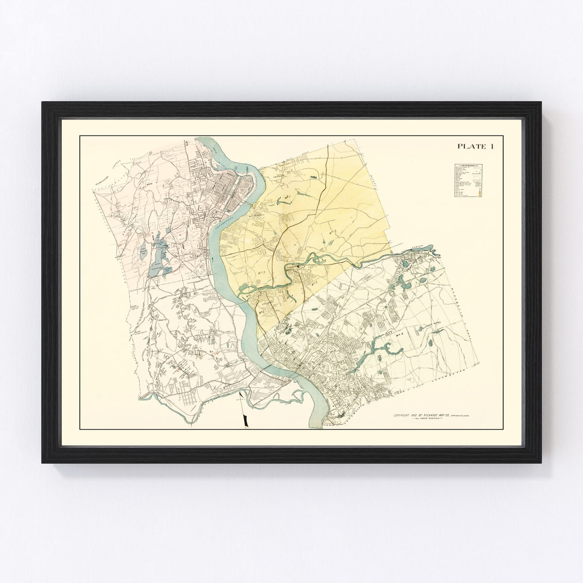Hampden County Vintage Map 1912