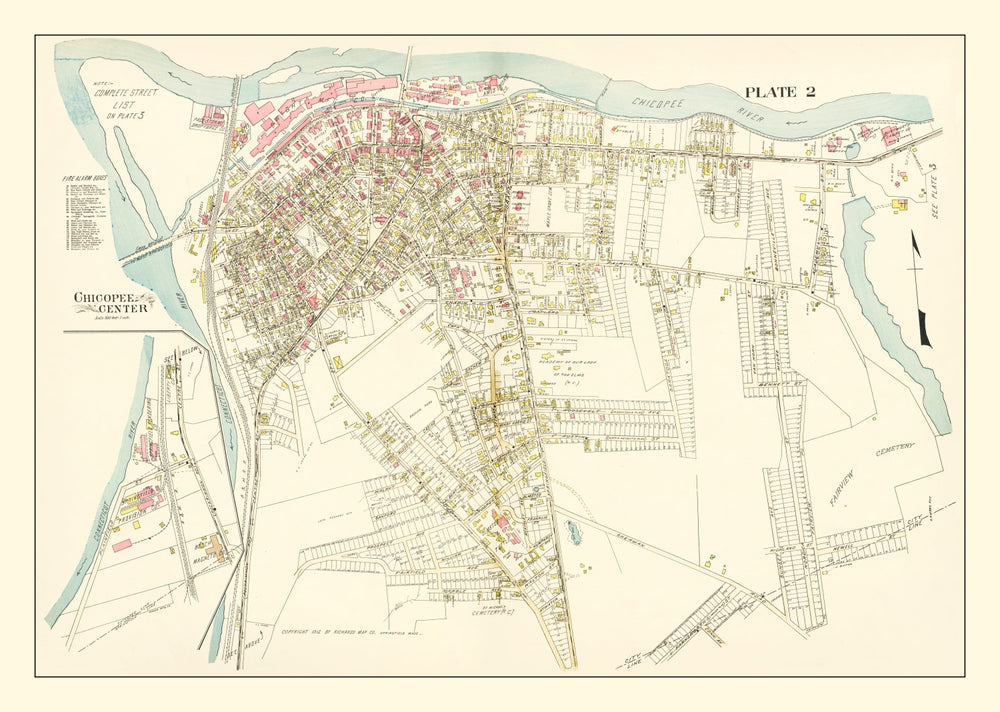 Vintage Map of Chicopee Center, Massachusetts 1912 print style example