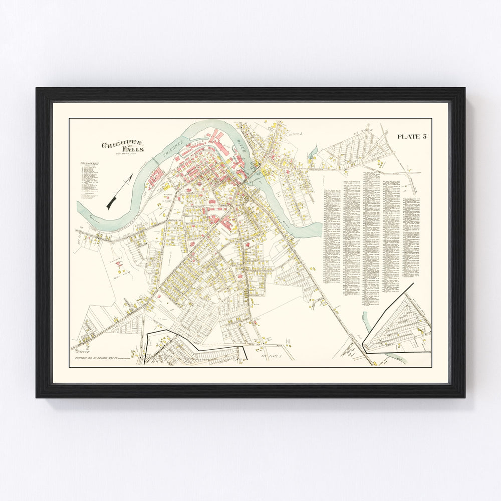 Chicopee Falls Vintage Map 1912