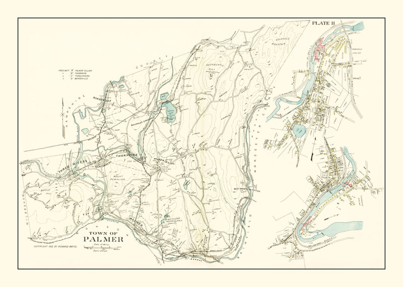 Size comparison using Vintage Map of Palmer, Massachusetts 1912