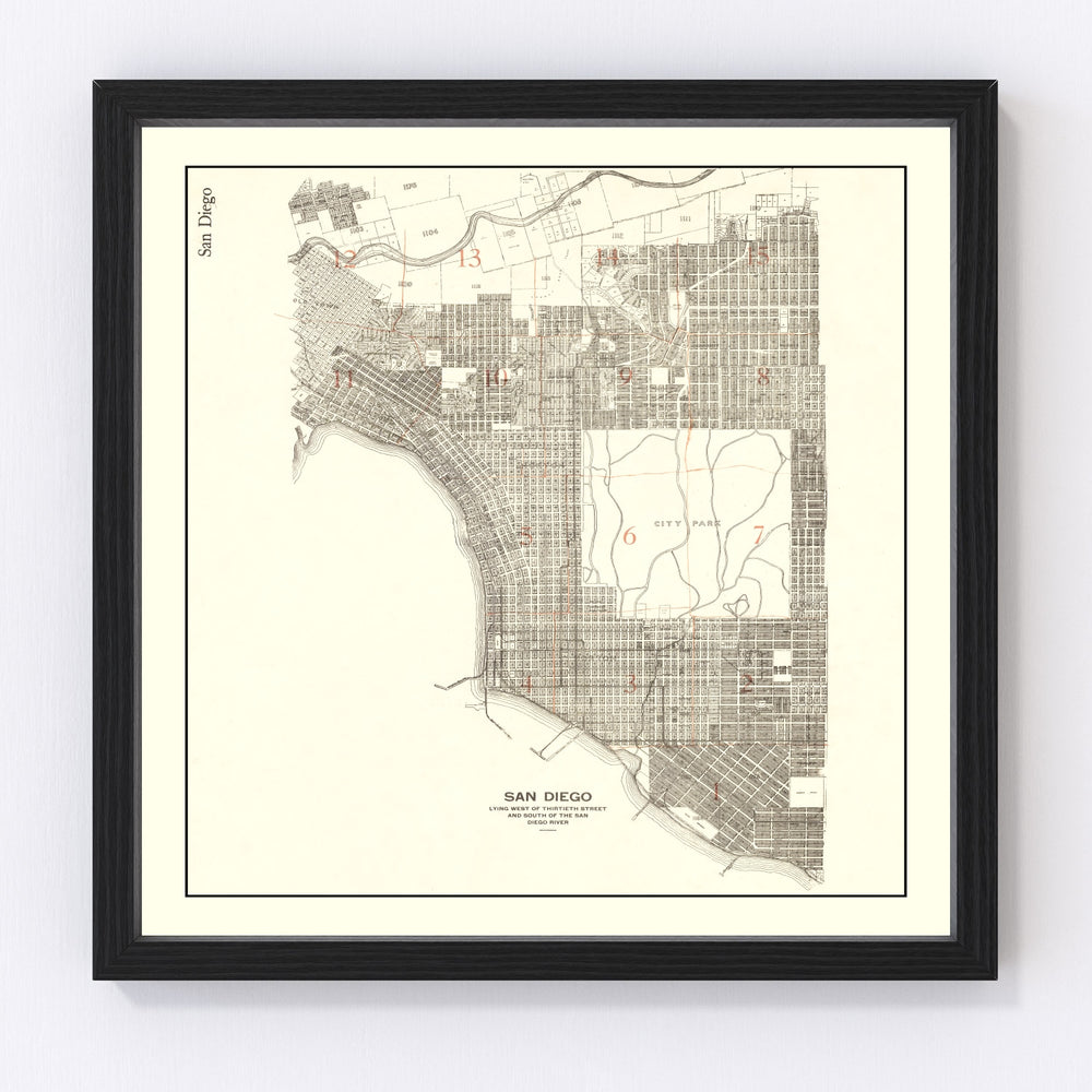 San Diego Vintage Map 1912