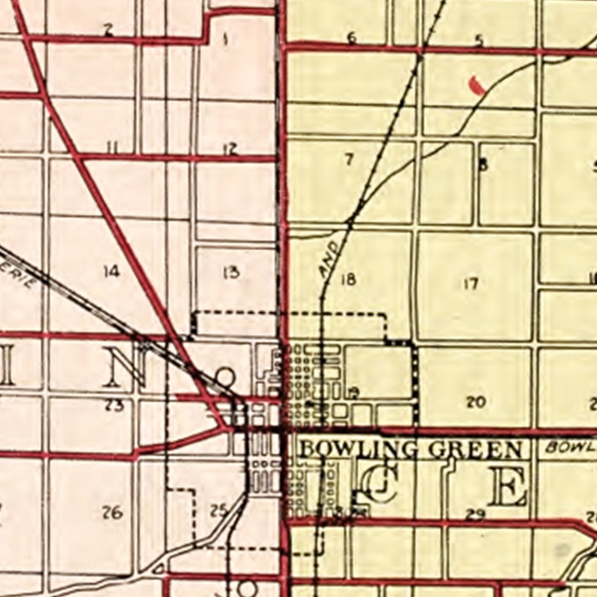 Restored historic details from the 1912 county map of Wood County, Ohio