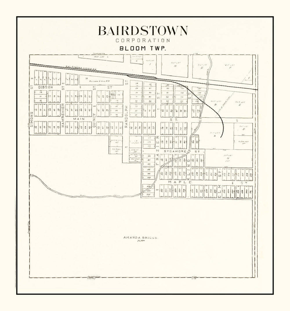 Vintage Map of Bairdstown, Ohio 1912 print style example