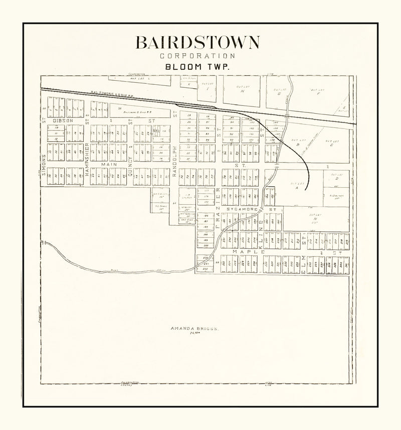 Size comparison using Vintage Map of Bairdstown, Ohio 1912