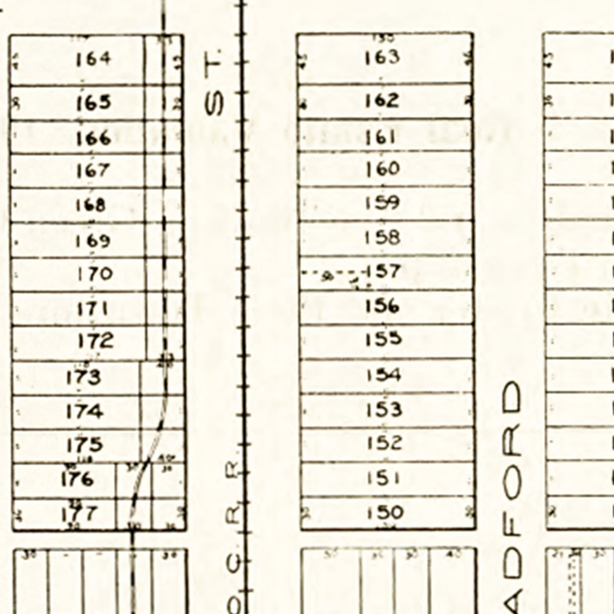 Restored historic details from the 1912 city map of Cygnet, Ohio