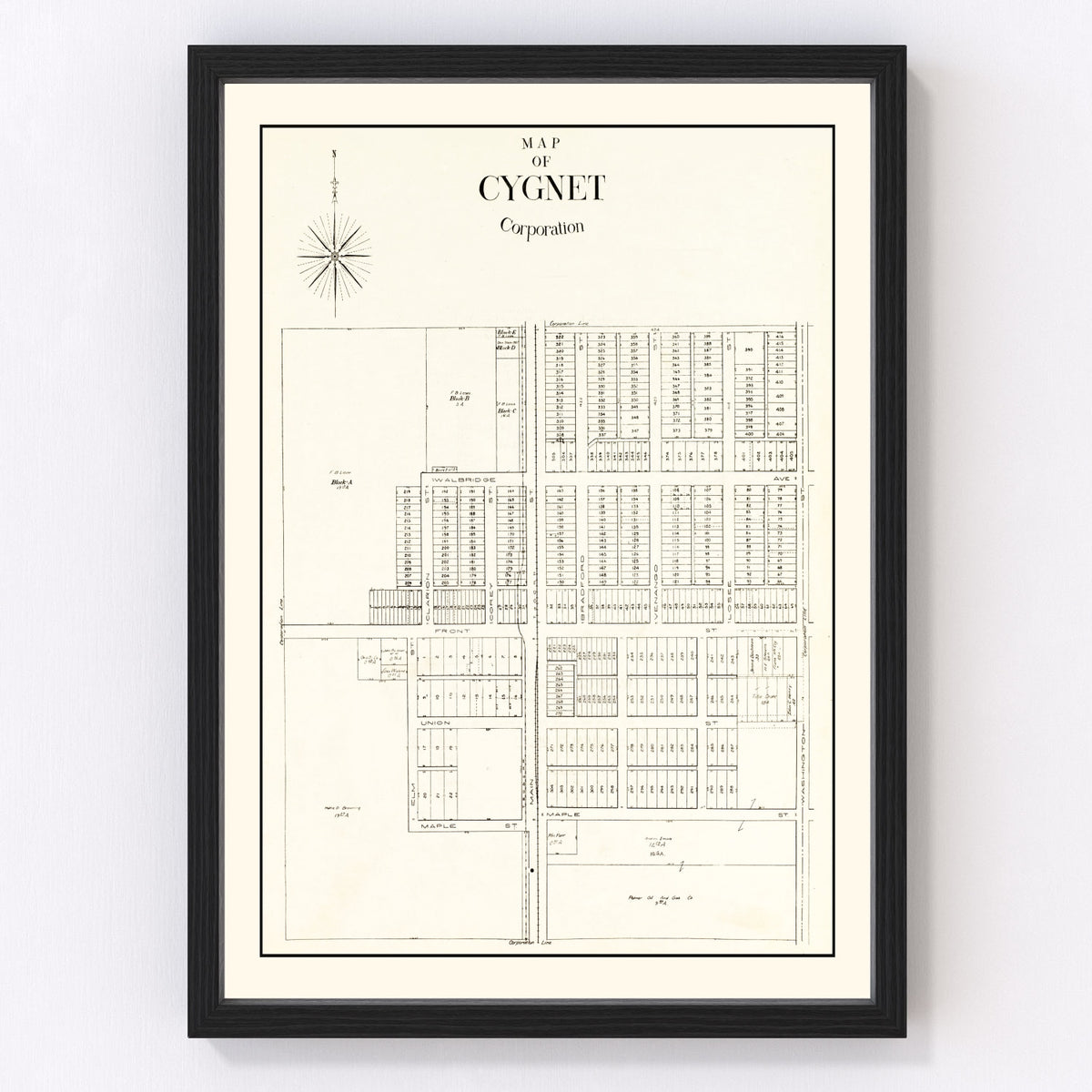 Cygnet Vintage Map 1912