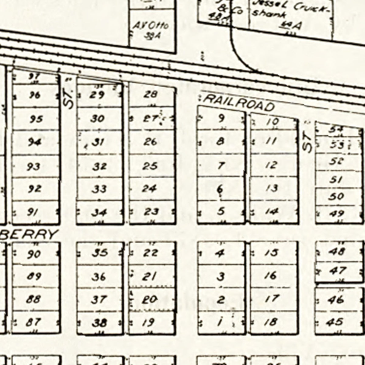 Restored historic details from the 1912 city map of Hoytville, Ohio
