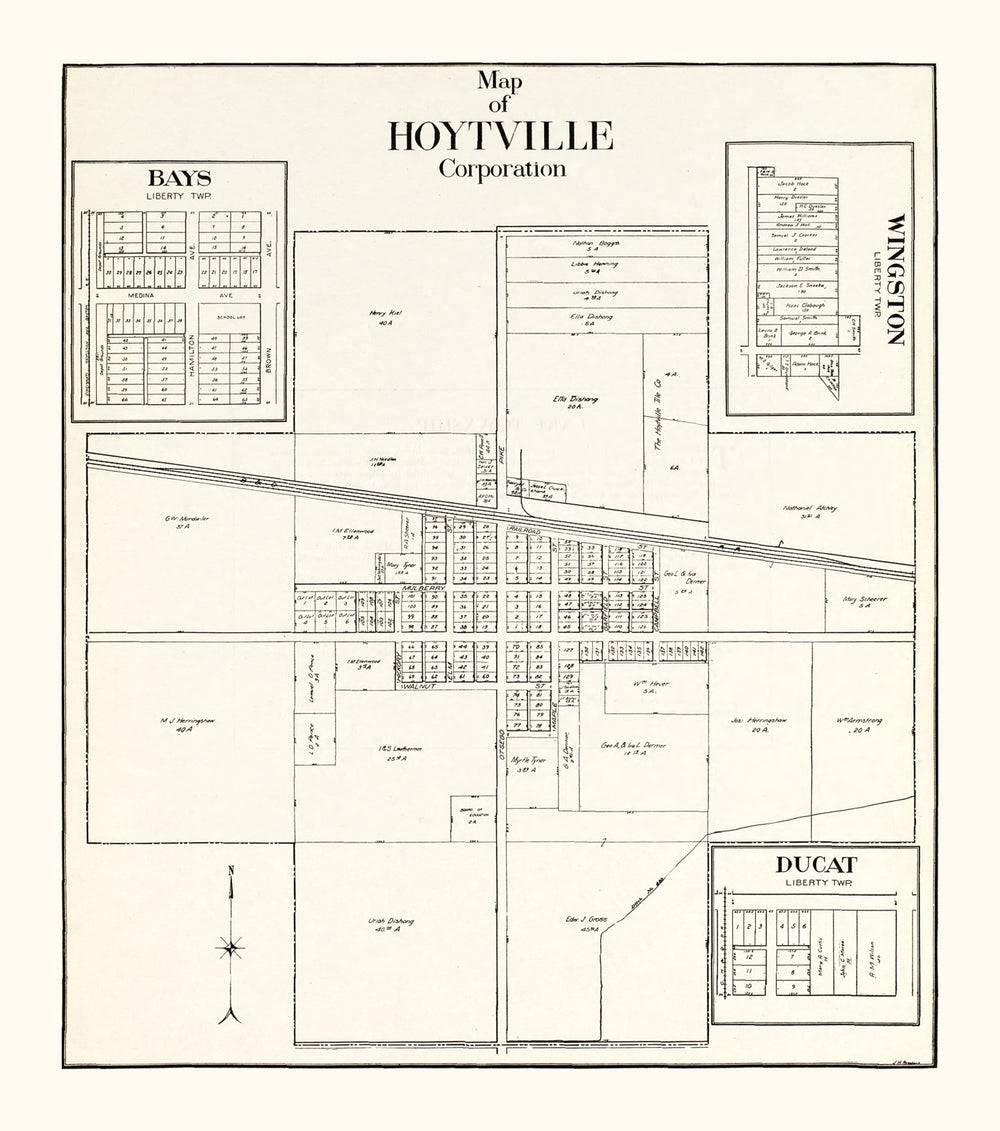 Vintage Map of Hoytville, Ohio 1912 print style example