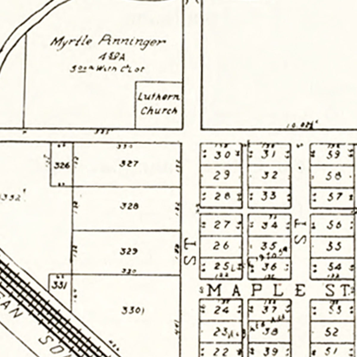 Restored historic details from the 1912 city map of Millbury, Ohio