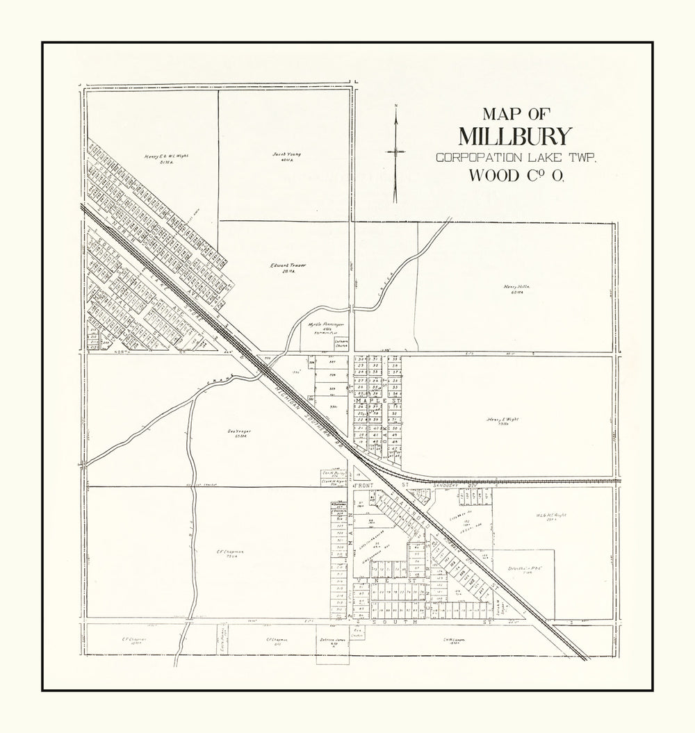 Vintage Map of Millbury, Ohio 1912 print style example